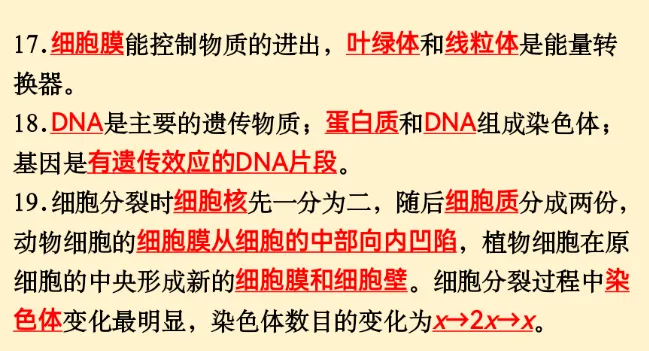 初中生物 | 中考必背核心知识点120条-第6张图片-四季读书网