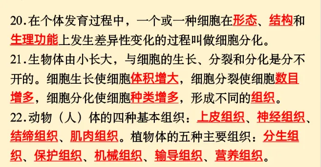 初中生物 | 中考必背核心知识点120条-第7张图片-四季读书网