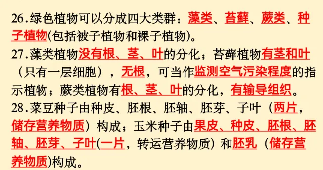 初中生物 | 中考必背核心知识点120条-第9张图片-四季读书网