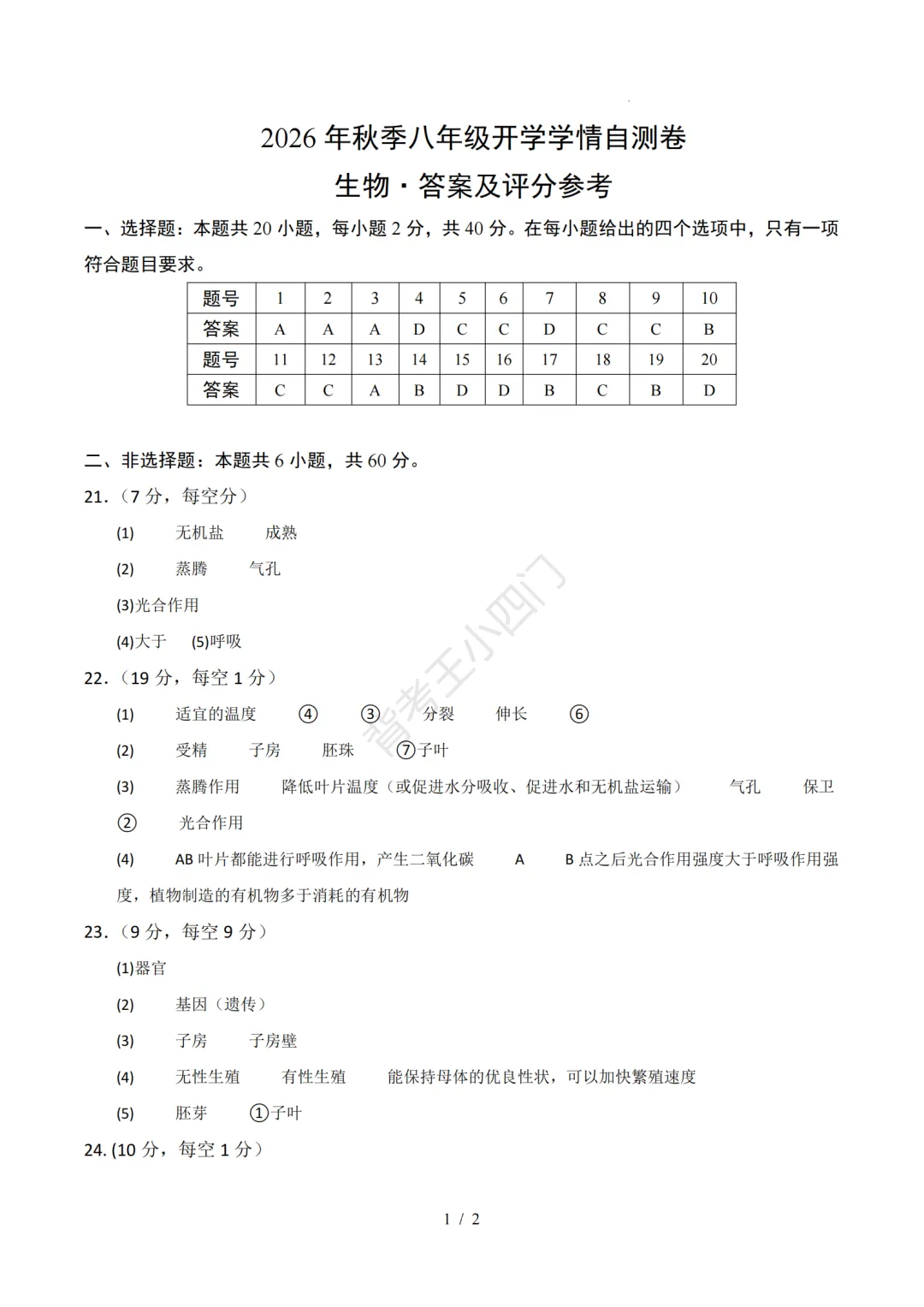 2026年山东省八年级上学期开学考试生物、地理模拟试题-第12张图片-四季读书网 2026年山东省八年级上学期开学考试生物、地理模拟试题-第12张图片-四季读书网