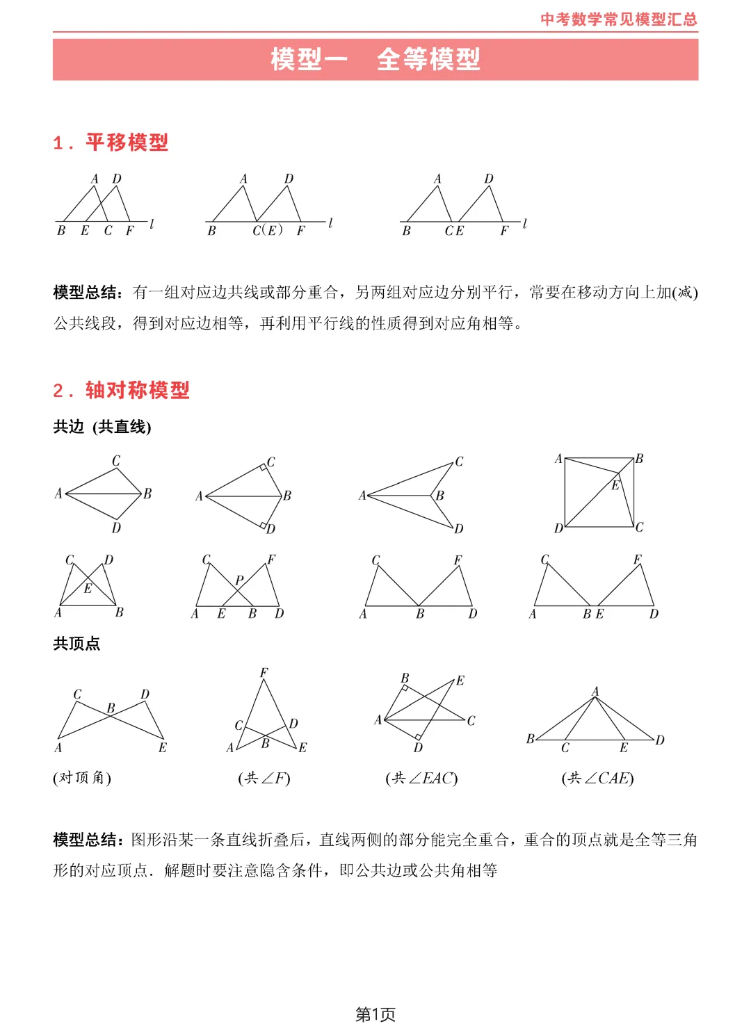中考数学10类常见模型汇总-第2张图片-四季读书网
