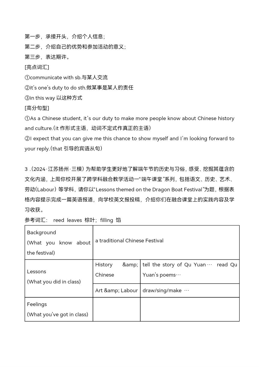 中考英语复习 书面表达15 篇(江苏名校)-第8张图片-四季读书网