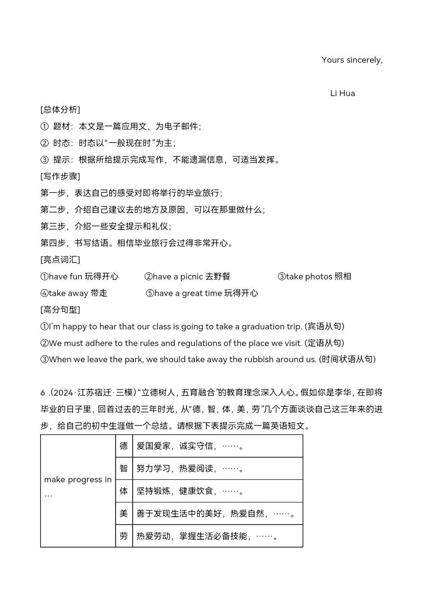 中考英语复习 书面表达15 篇(江苏名校)-第13张图片-四季读书网