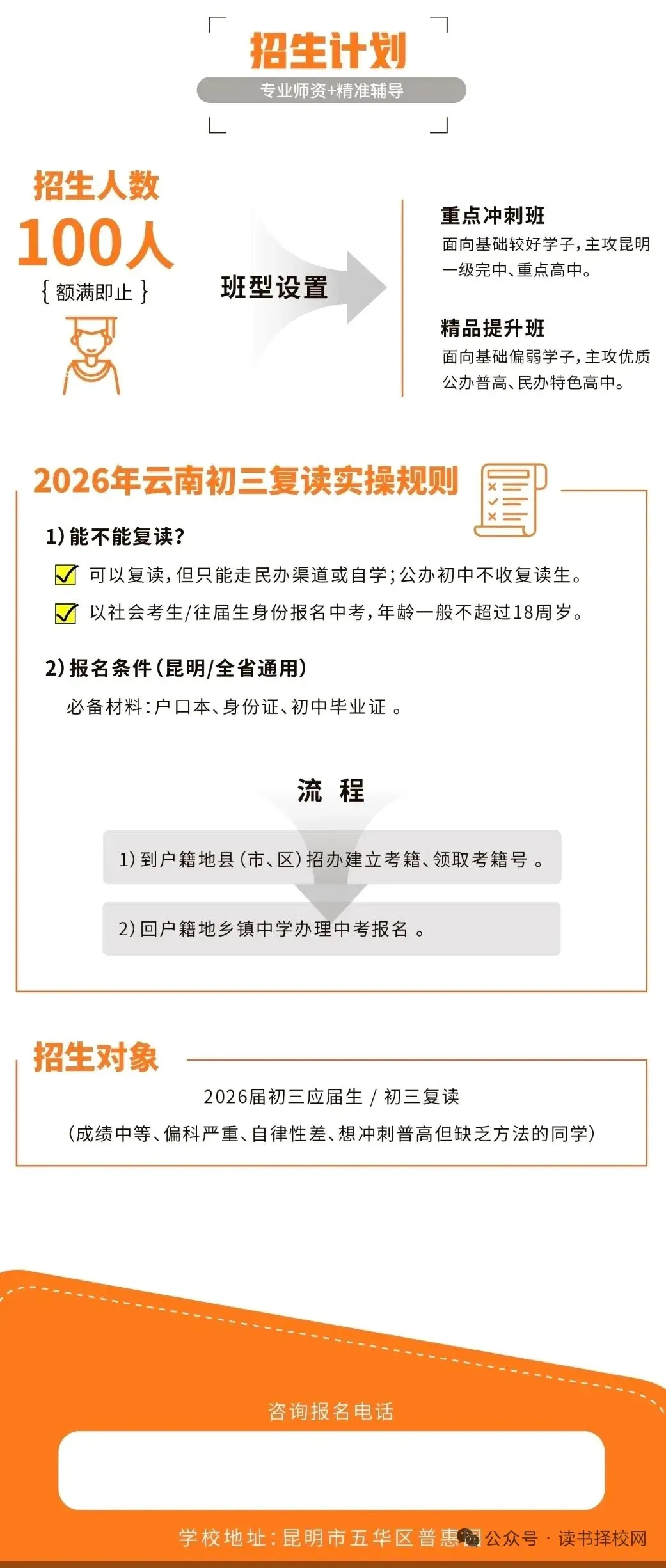云南省中考复读、初三补习、初三冲刺班 2026 招生简章-第6张图片-四季读书网