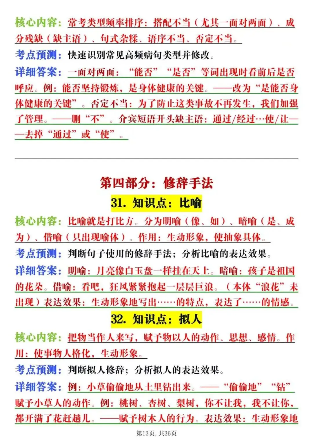 中考语文知识点与考点预测-第13张图片-四季读书网