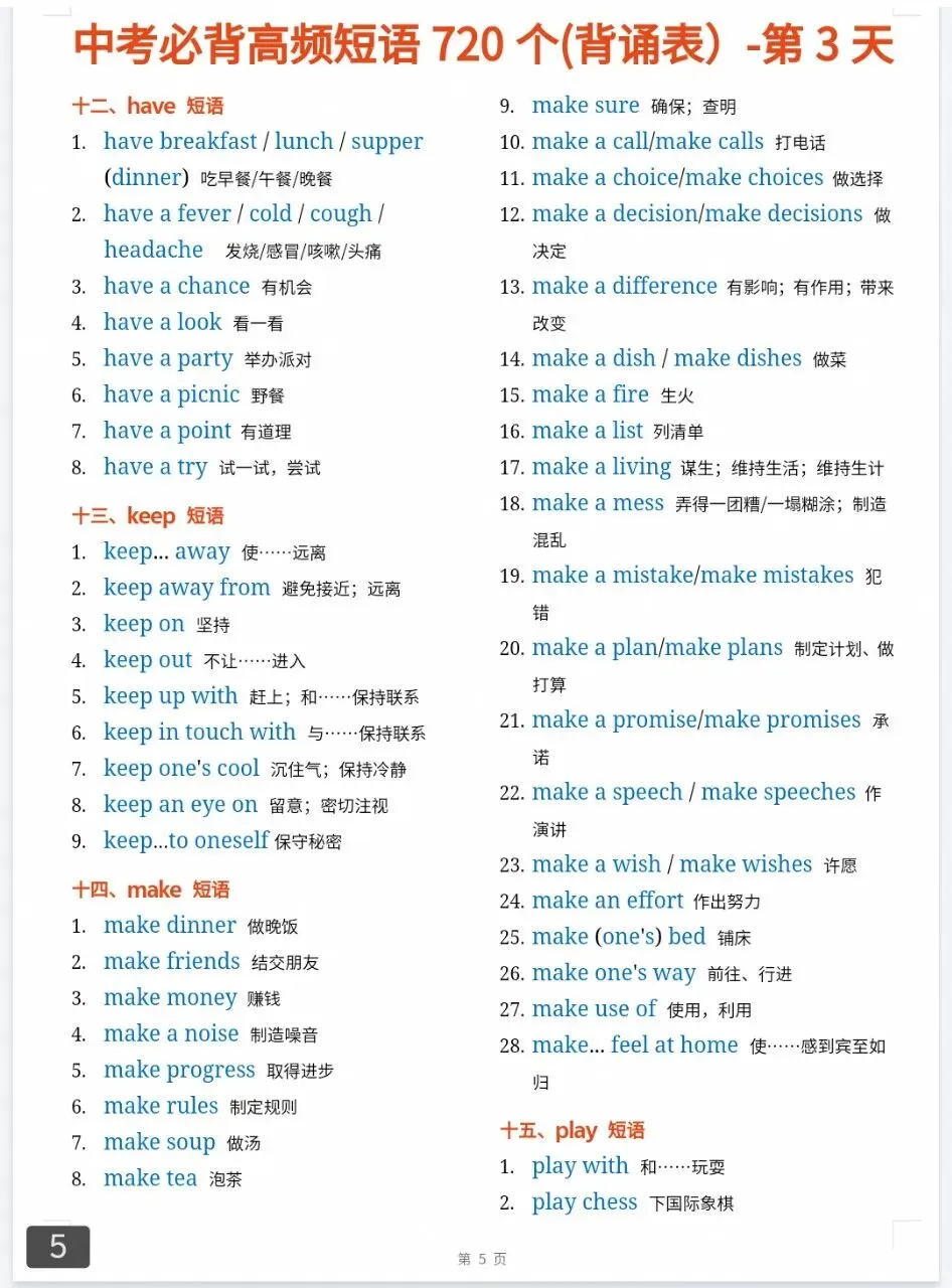 【公益分享】|13天拿下中考高频短语720个【资料免费】-第3张图片-四季读书网