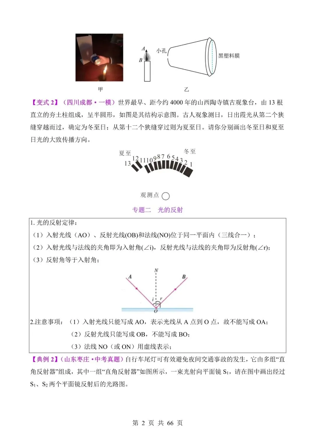 中考物理作图和实验专题01《光路作图专题》含答案-第2张图片-四季读书网