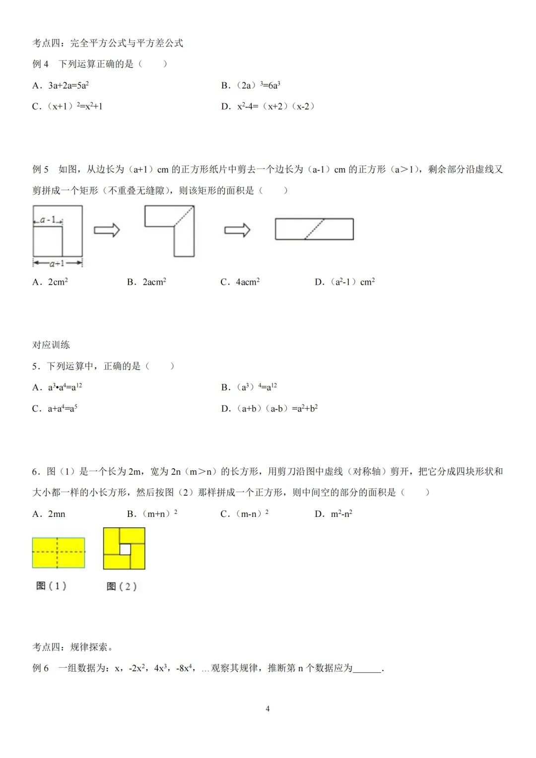 中考复习三:整式-第4张图片-四季读书网
