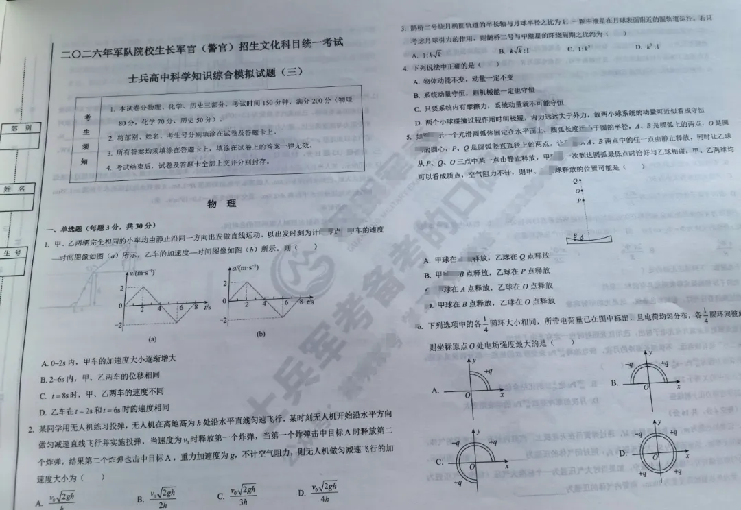部队军考真题/模拟卷/预考自测卷及备考资料(含答案)-第1张图片-四季读书网
