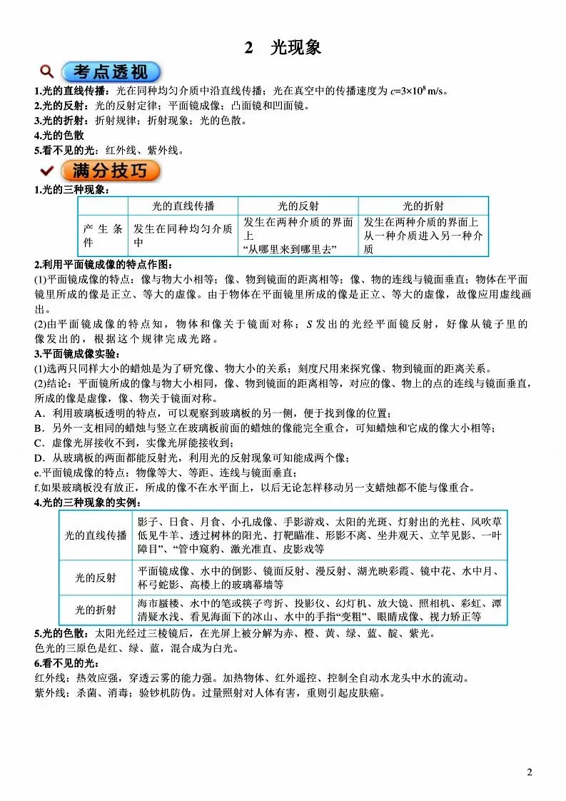 中考物理满分笔记!吃透考点,冲刺高分-第2张图片-四季读书网