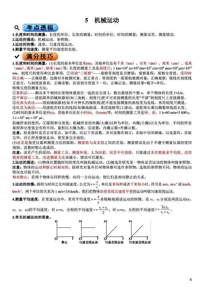 中考物理满分笔记!吃透考点,冲刺高分-第6张图片-四季读书网