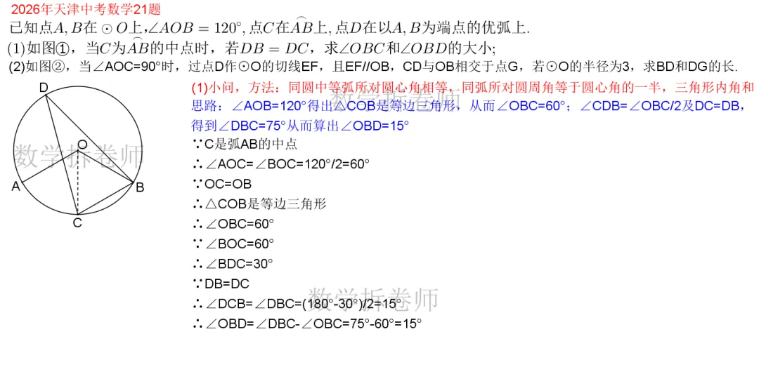 2026年天津中考数学21题(圆综大题)太简单口算题-第2张图片-四季读书网