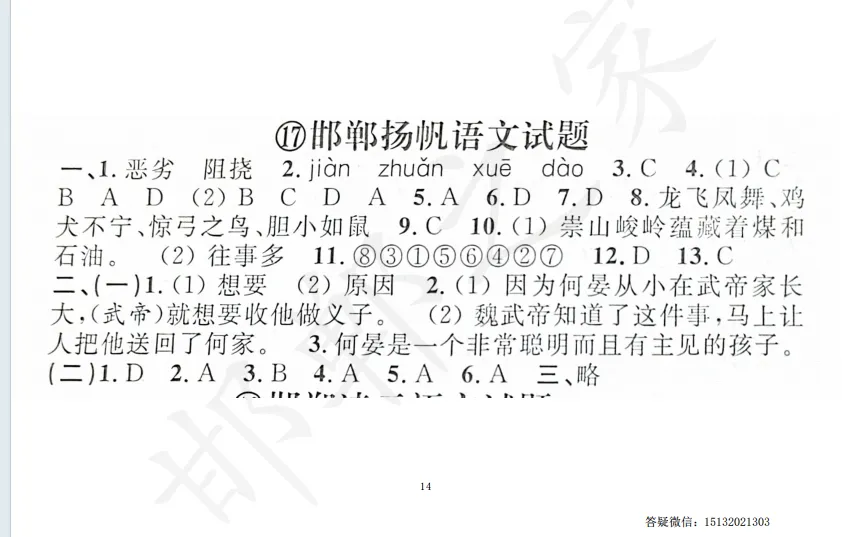 邯郸六升七扬帆新初一入学分班考语文试卷含答案-第6张图片-四季读书网