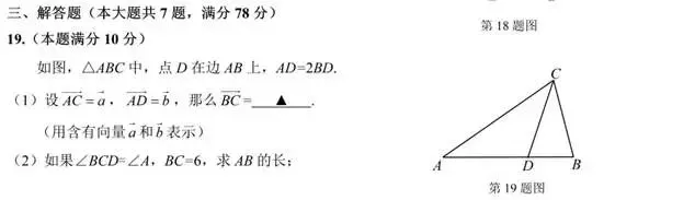 2026上海杨浦区数学一模卷(含答案)中考数学真题-第4张图片-四季读书网