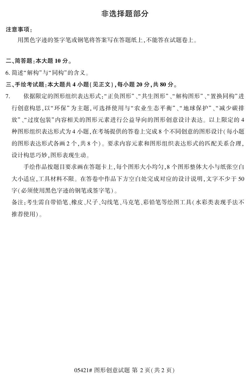 2026年4月自考图形创意05421真题和答案解析!-第2张图片-四季读书网 2026年4月自考图形创意05421真题和答案解析!-第2张图片-四季读书网
