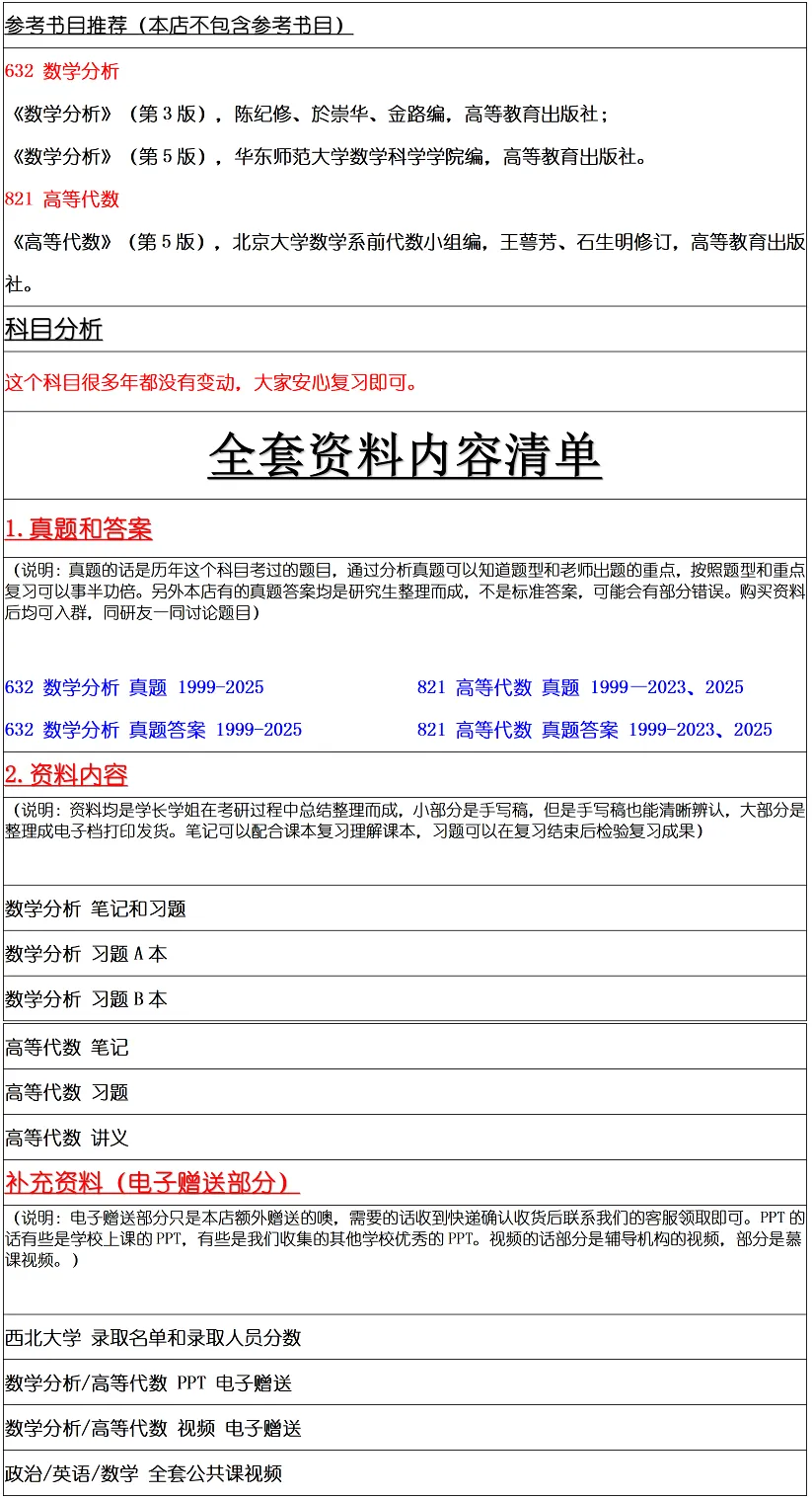 西北大学2027考研真题和资料 | 西北大学数学考研632数学分析821高等代数答案笔记习题!持续更新中…-第12张图片-四季读书网