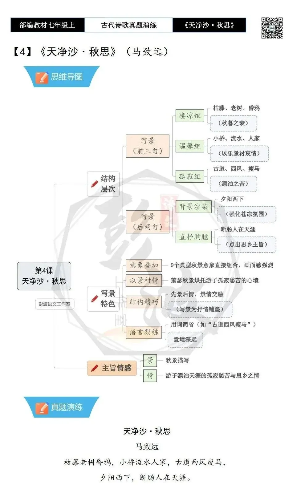 【古诗文真题演练复习】七年级上-11《天净沙·秋思》思维导图+对比阅读(1元)-第6张图片-四季读书网 【古诗文真题演练复习】七年级上-11《天净沙·秋思》思维导图+对比阅读(1元)-第6张图片-四季读书网
