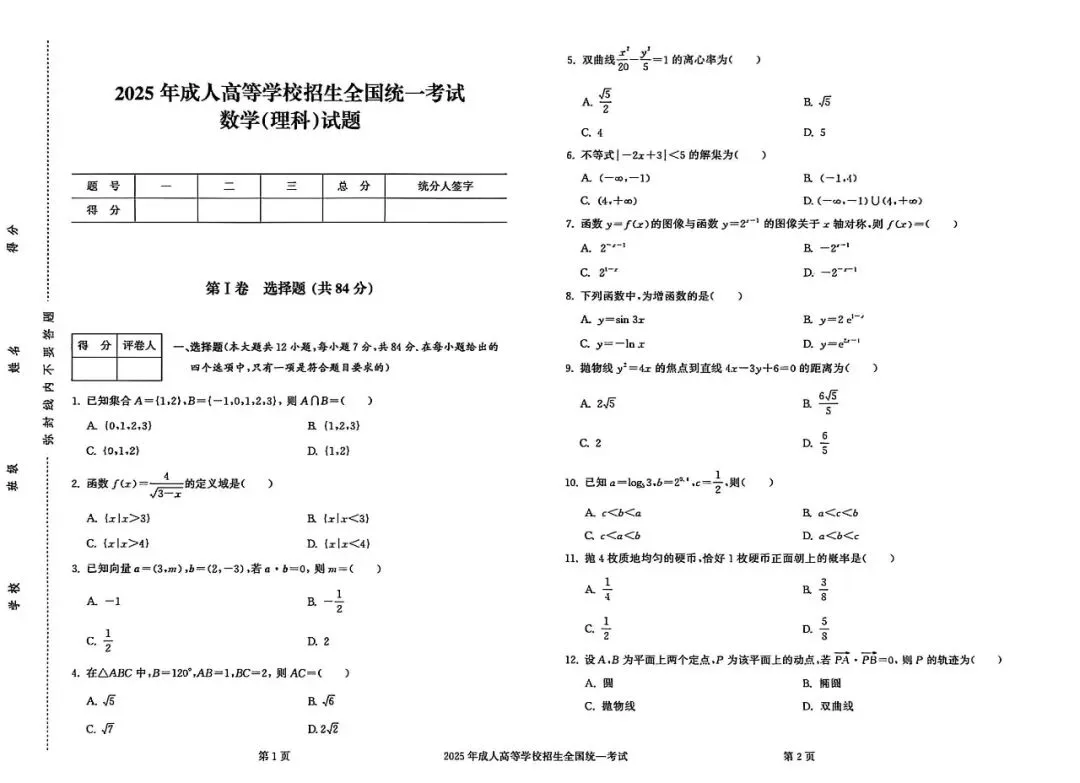 2025年成人高考高起专真题试卷及答案解析!-第14张图片-四季读书网