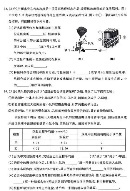 中考试卷:2026年甘肃省天水市中考生物试卷-第4张图片-四季读书网 中考试卷:2026年甘肃省天水市中考生物试卷-第4张图片-四季读书网
