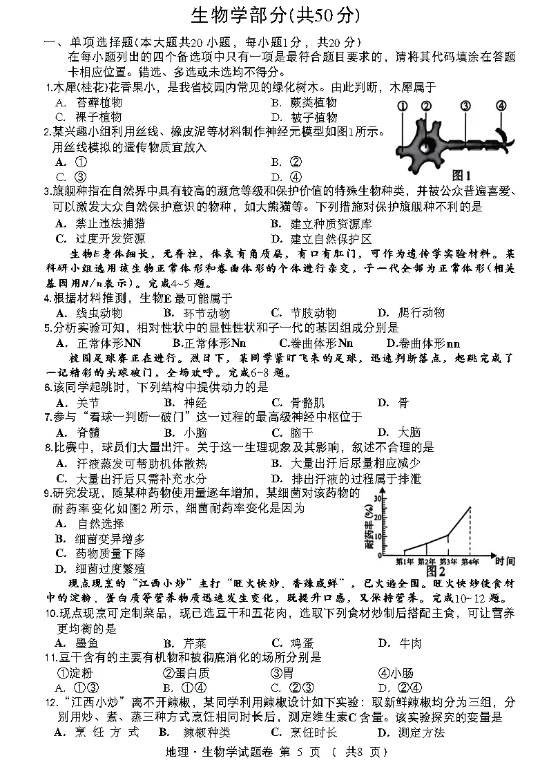 【中考题卷】江西省南昌市中考试卷及参考答案(2026版)-第7张图片-四季读书网 【中考题卷】江西省南昌市中考试卷及参考答案(2026版)-第7张图片-四季读书网
