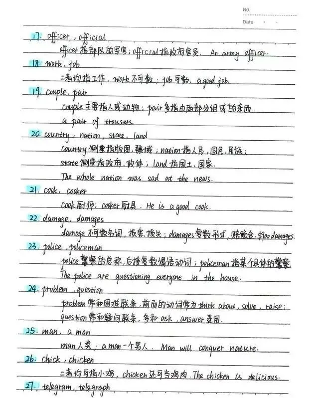 中考状元的英语笔记(114个易混词+词类与句子成分+名词详细笔记梳理)-第4张图片-四季读书网 中考状元的英语笔记(114个易混词+词类与句子成分+名词详细笔记梳理)-第4张图片-四季读书网