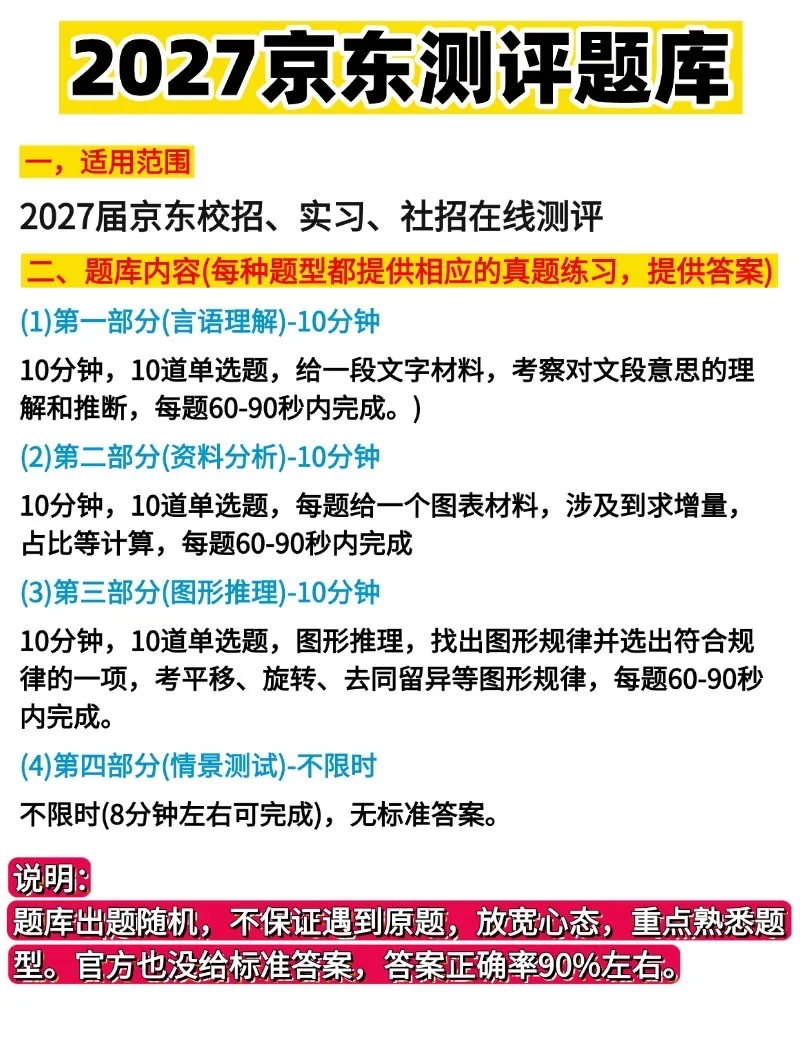27 京东在线测评考什么?附真题 + 题库-第2张图片-四季读书网