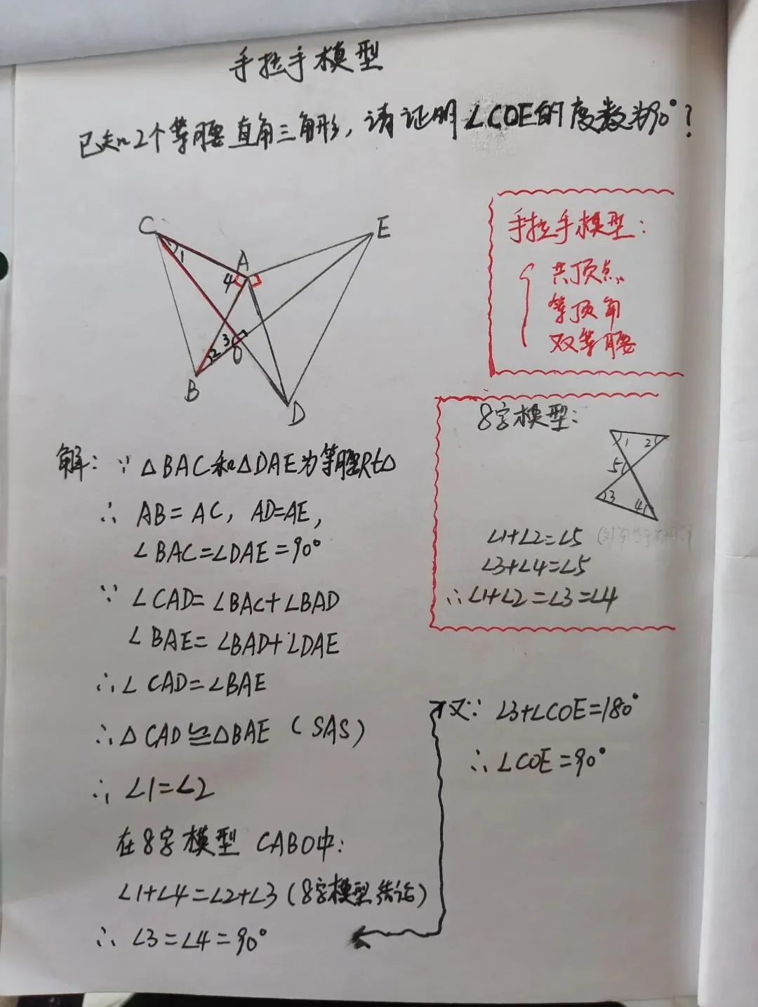 中考几何组合杀招|手拉手+八字模型求夹角-第1张图片-四季读书网