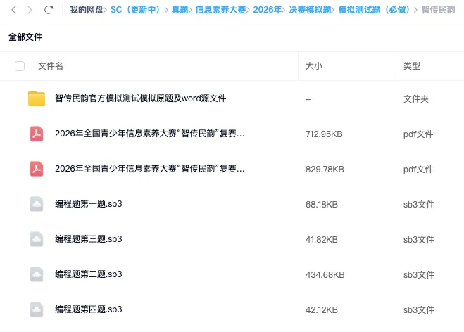 官方模拟测试真题 | 2026年全国青少年信息素养大赛汇总(决赛参赛密码已显示)-第5张图片-四季读书网