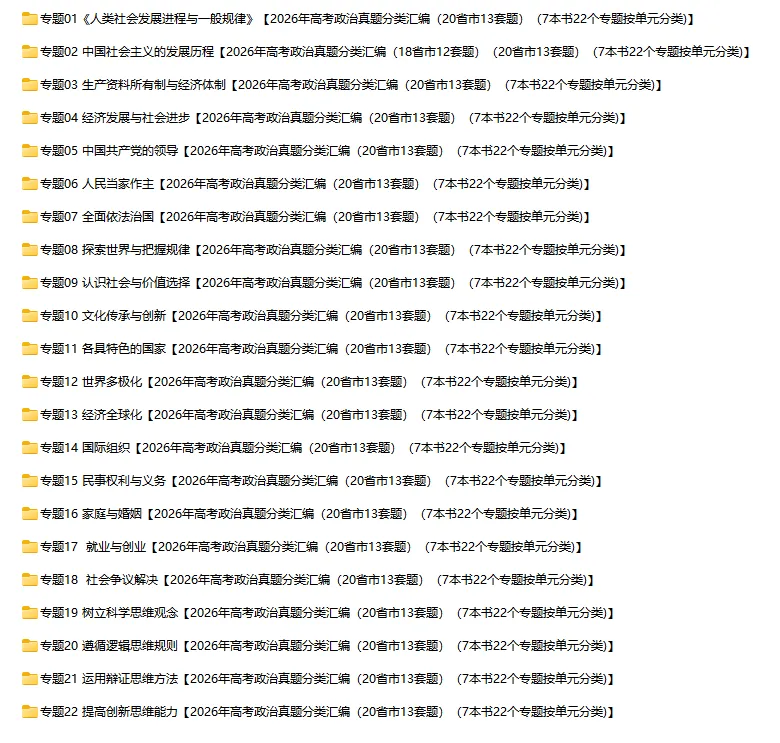 2026年高考政治真题分类汇编(7本书22个专题按单元分类)(节选自20省市13套题)-第7张图片-四季读书网