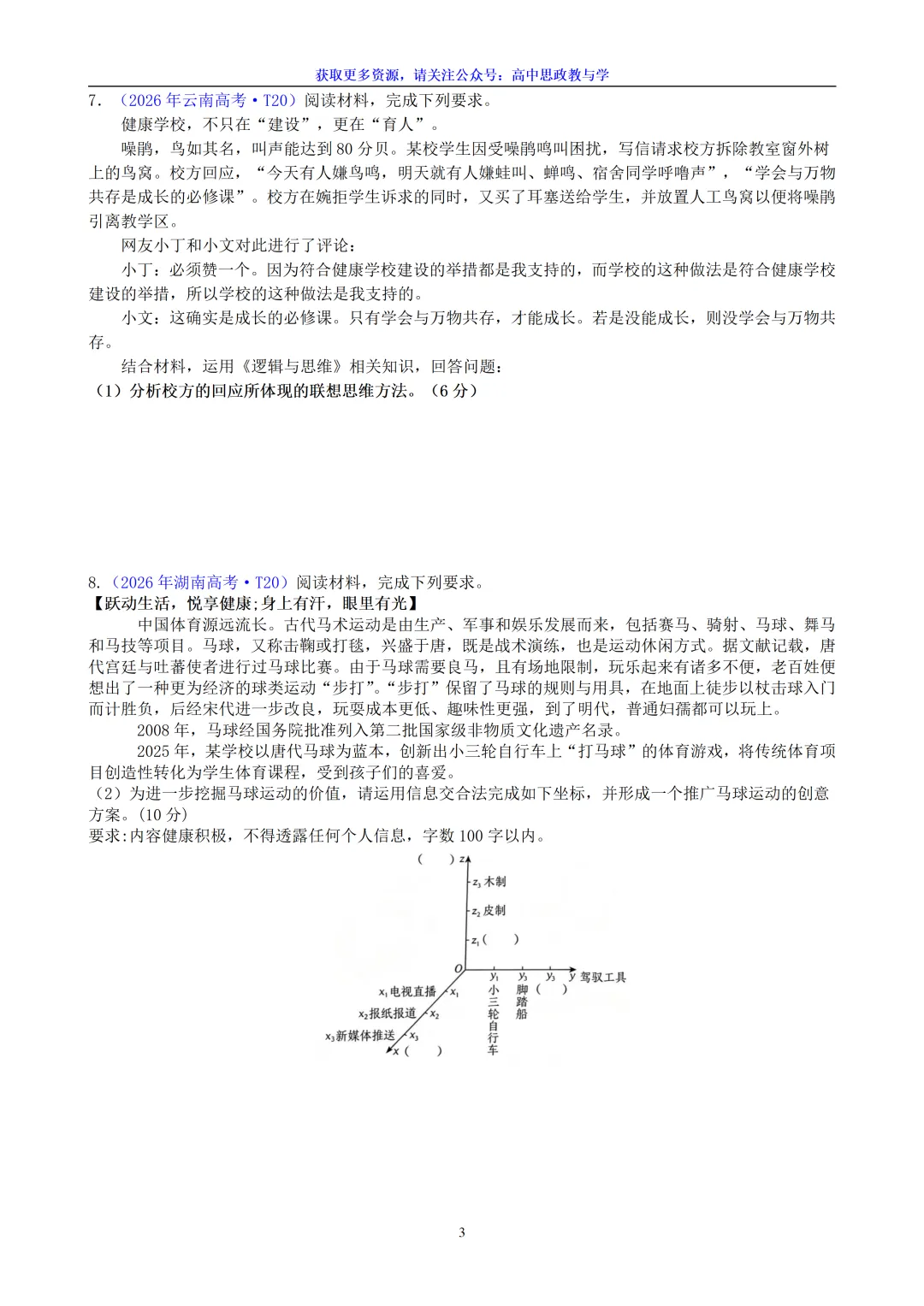 2026年高考政治真题分类汇编(7本书22个专题按单元分类)(节选自20省市13套题)-第29张图片-四季读书网
