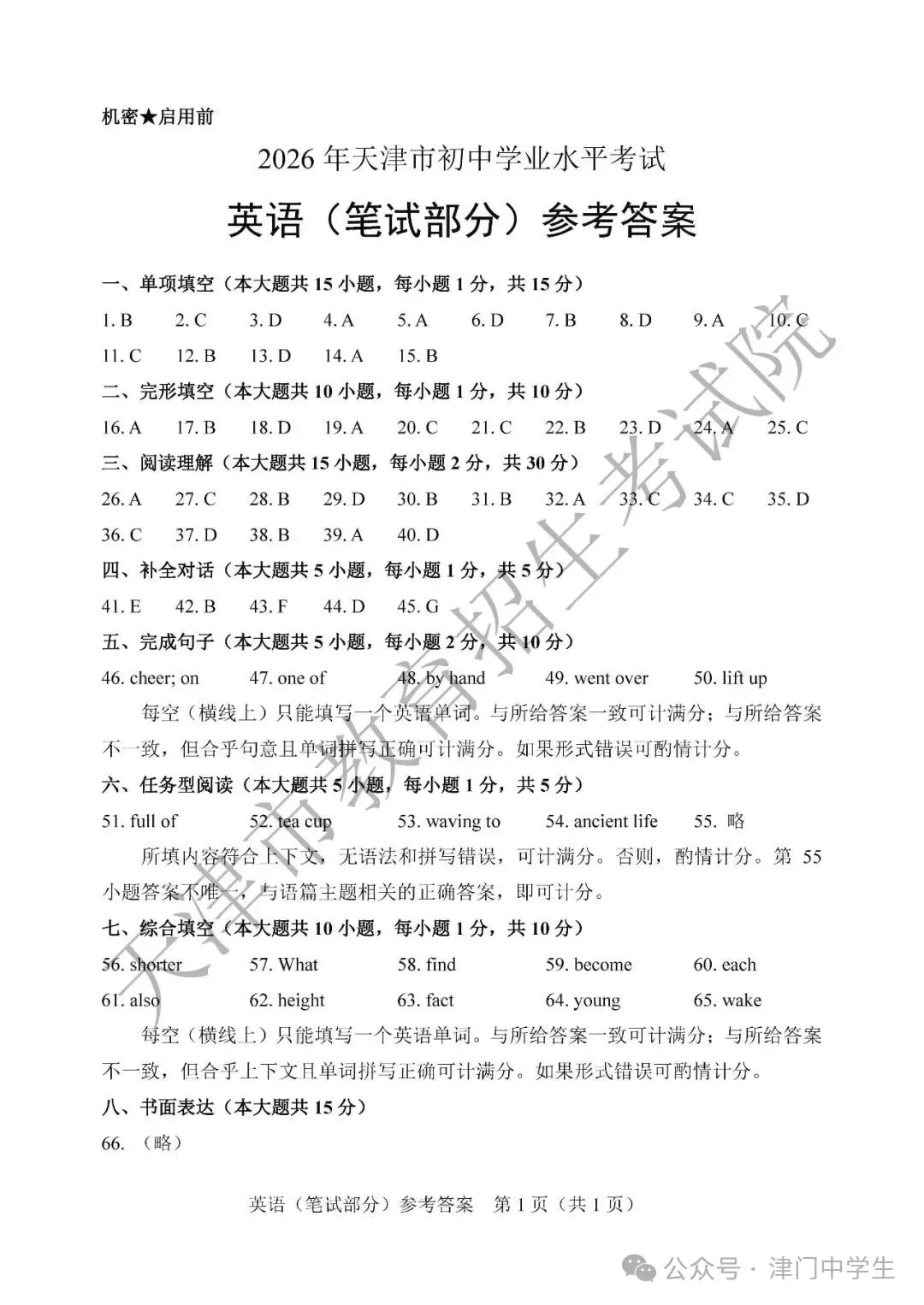 2026年天津中考英语真题及答案-第11张图片-四季读书网