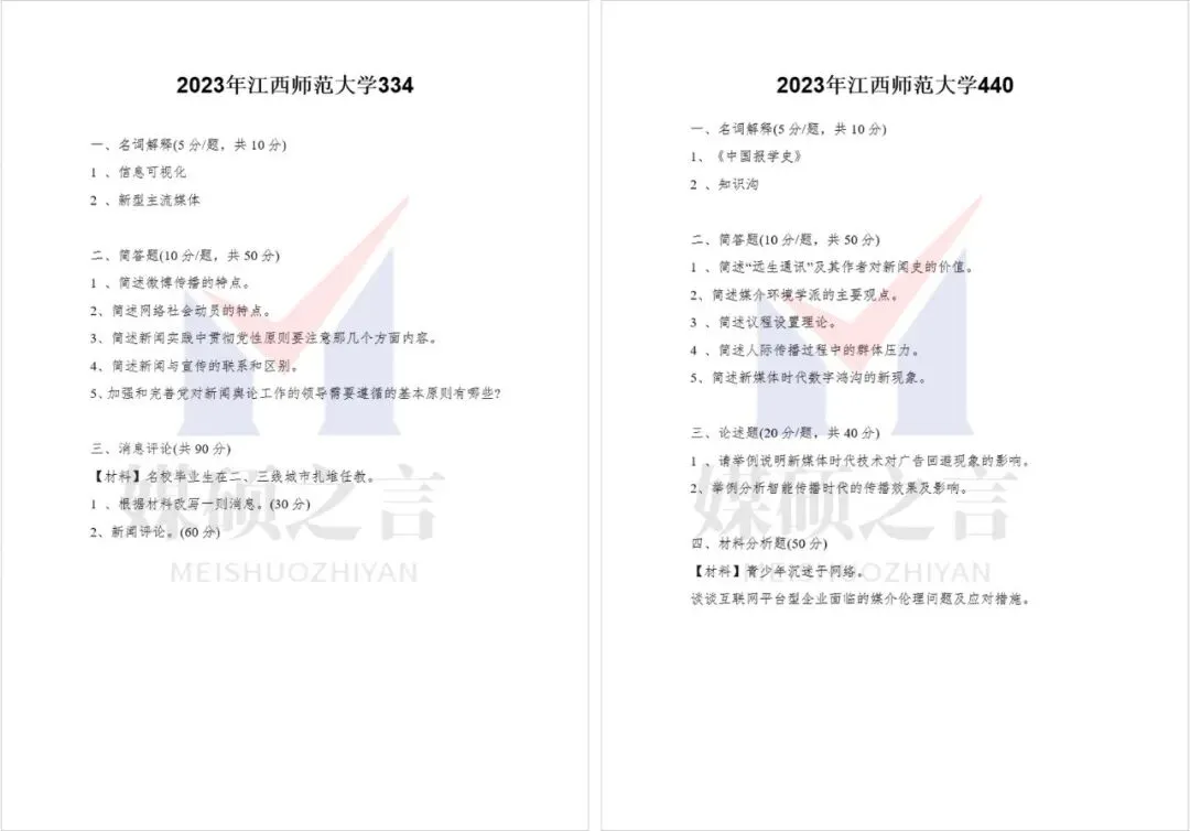 院校真题 | 江西师范大学新传考研真题2020-2026年近7年真题全收录 | 专硕-第4张图片-四季读书网