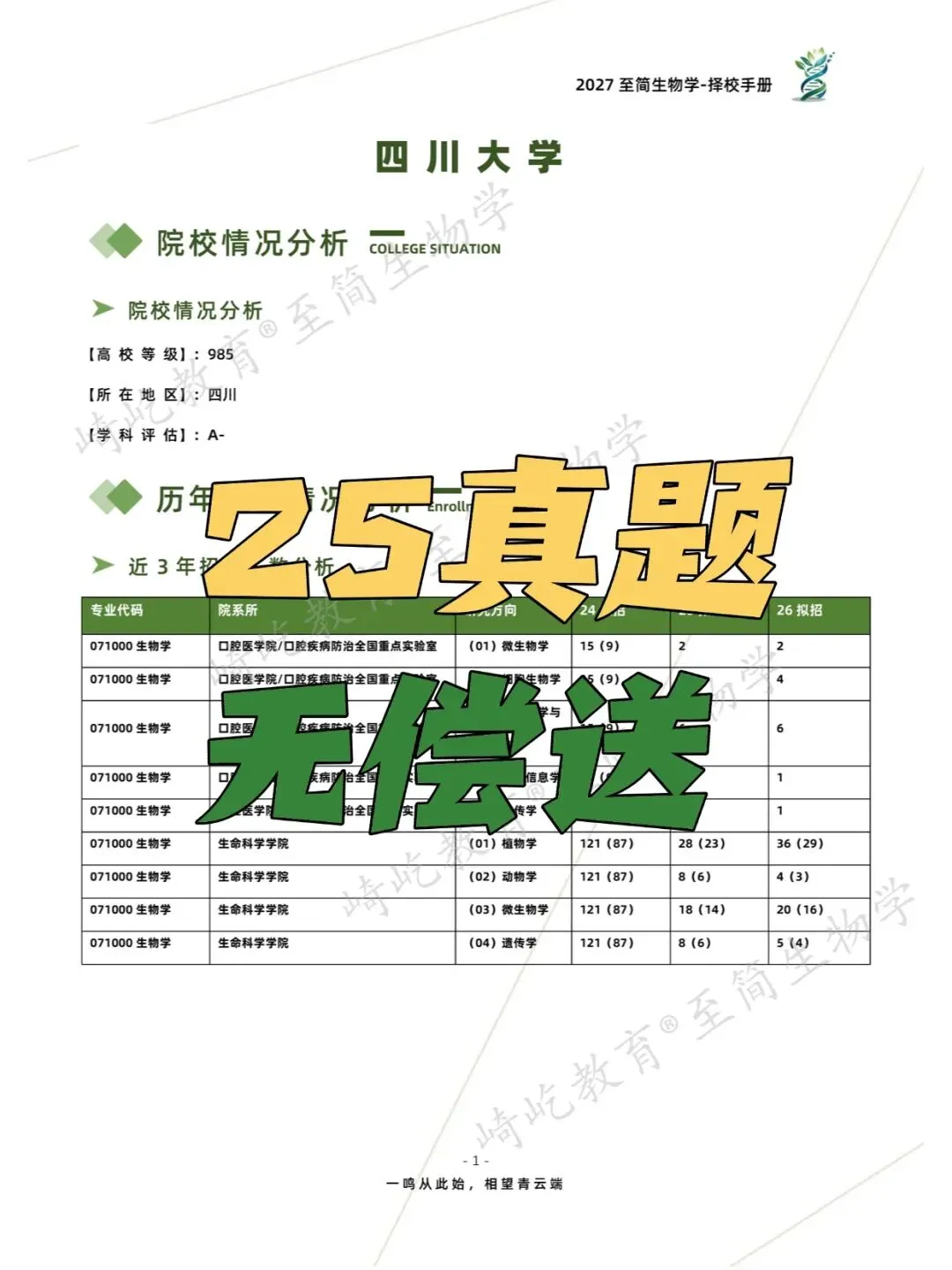2027考研 四川大学656生物学826生物交叉综合考研真题资料 近三年数据+2005-2025真题资料(免费分享25年)-第4张图片-四季读书网