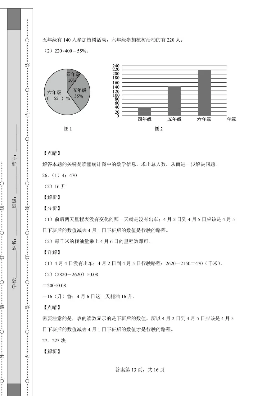 人教版小升初数学试卷含答案(60套)-第18张图片-四季读书网
