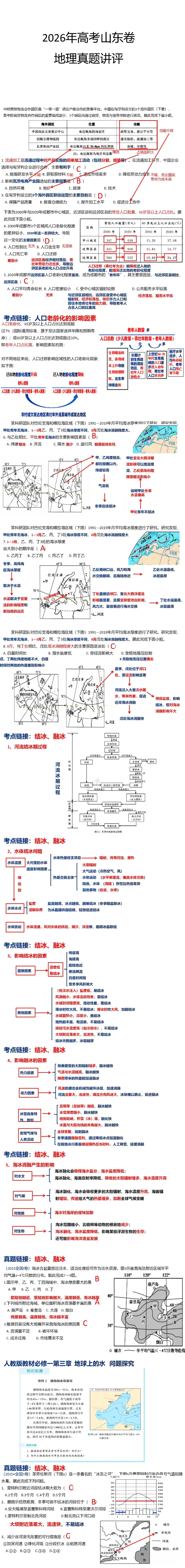 2026年高考山东地理真题讲评-第1张图片-四季读书网 2026年高考山东地理真题讲评-第1张图片-四季读书网