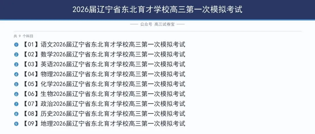 2026届辽宁省东北育才学校高三第一次模拟考试-第2张图片-四季读书网