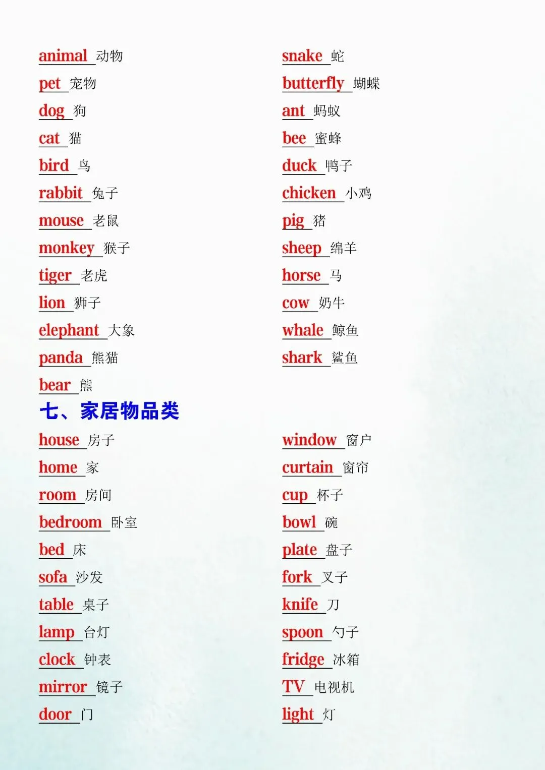 初中英语中考必背高频单词、短语9大类(可打印),八升九,暑假预习必掌握!-第7张图片-四季读书网 初中英语中考必背高频单词、短语9大类(可打印),八升九,暑假预习必掌握!-第7张图片-四季读书网