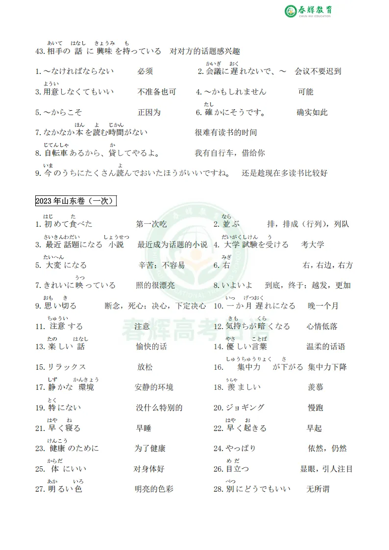 【15年真题精华】2011-2025高考日语听力重点单词最全汇总!-第11张图片-四季读书网 【15年真题精华】2011-2025高考日语听力重点单词最全汇总!-第11张图片-四季读书网