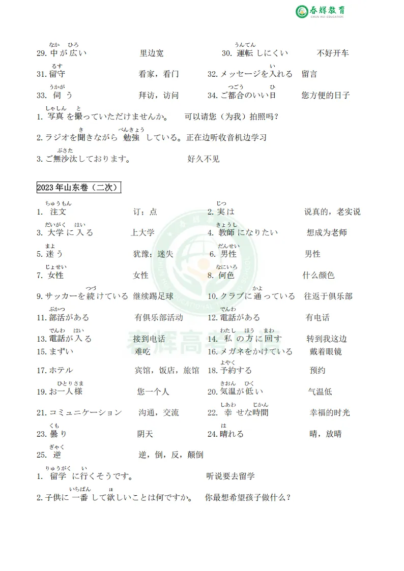 【15年真题精华】2011-2025高考日语听力重点单词最全汇总!-第12张图片-四季读书网 【15年真题精华】2011-2025高考日语听力重点单词最全汇总!-第12张图片-四季读书网