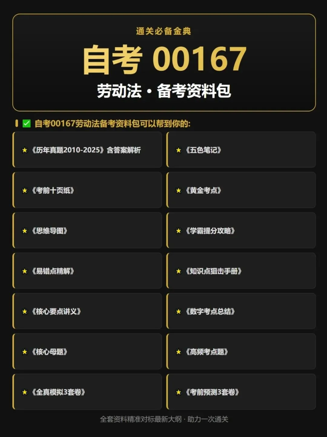 自考00167劳动法历年真题,五色笔记,考前十页纸,知识点手册,核心讲义,核心母题,黄金考点,思维导图备考资料新大纲刷题库软件-第7张图片-四季读书网