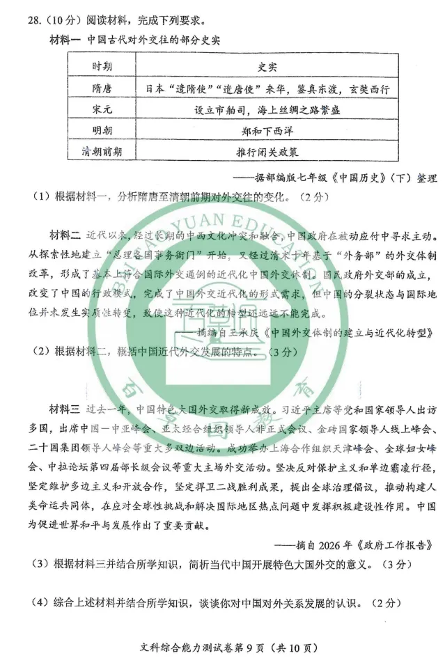 【中考真题】2026年四川省眉山市中考道德与法治、历史真题及答案(图片版)-第10张图片-四季读书网 【中考真题】2026年四川省眉山市中考道德与法治、历史真题及答案(图片版)-第10张图片-四季读书网
