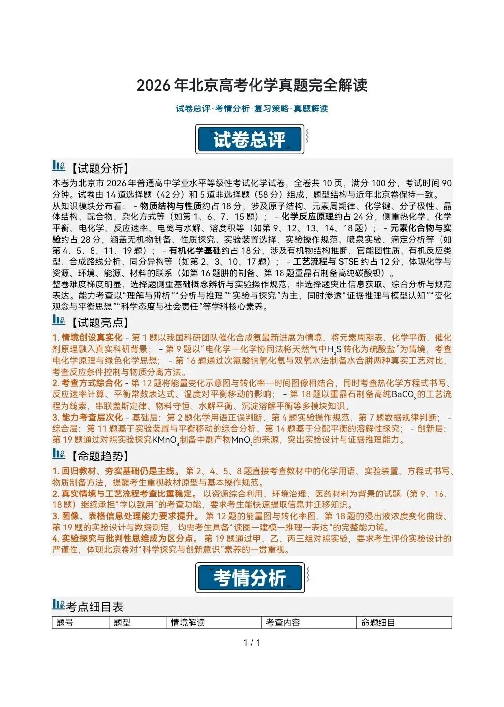 2026高考真题完全解读║2026高考北京卷化学真题解读-第1张图片-四季读书网
