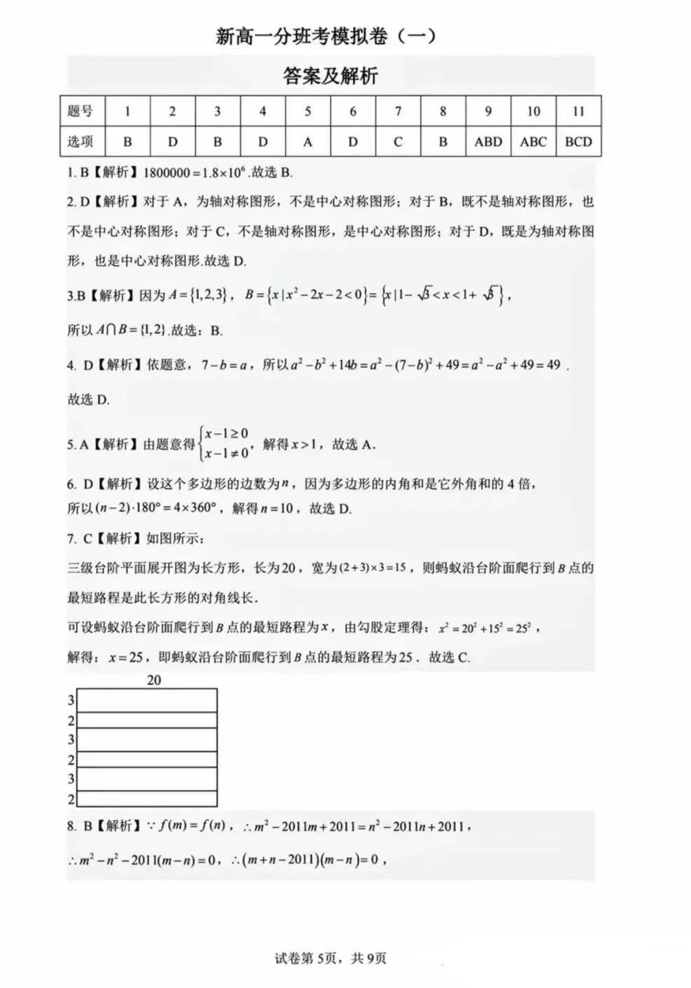 2026级新高一分班考试数学模拟卷(一)-第5张图片-四季读书网