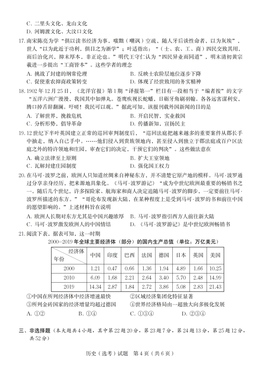 2024年浙江历史高考真题合集-第14张图片-四季读书网
