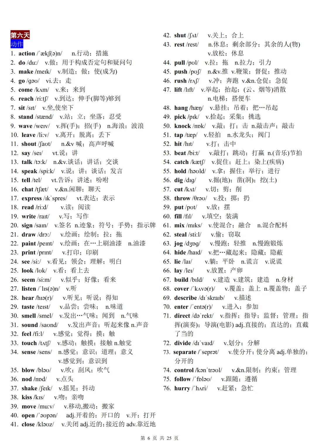 22天分类记忆1600个中考高频词汇-第6张图片-四季读书网