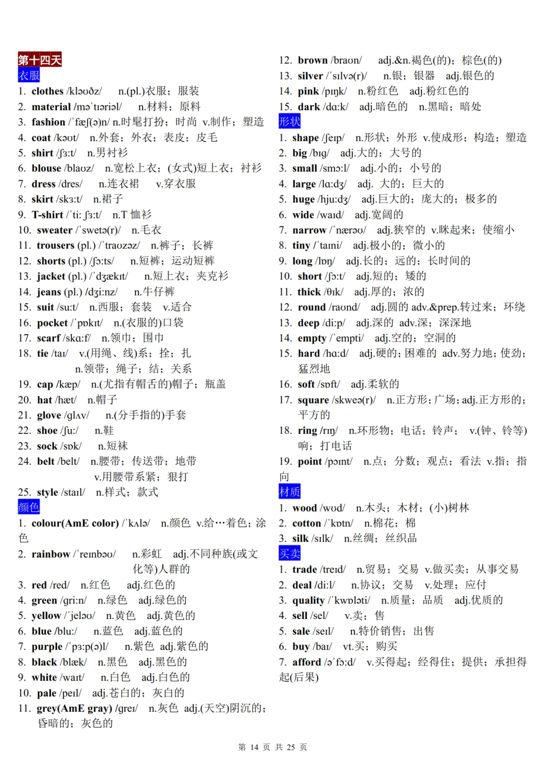 22天分类记忆1600个中考高频词汇-第14张图片-四季读书网