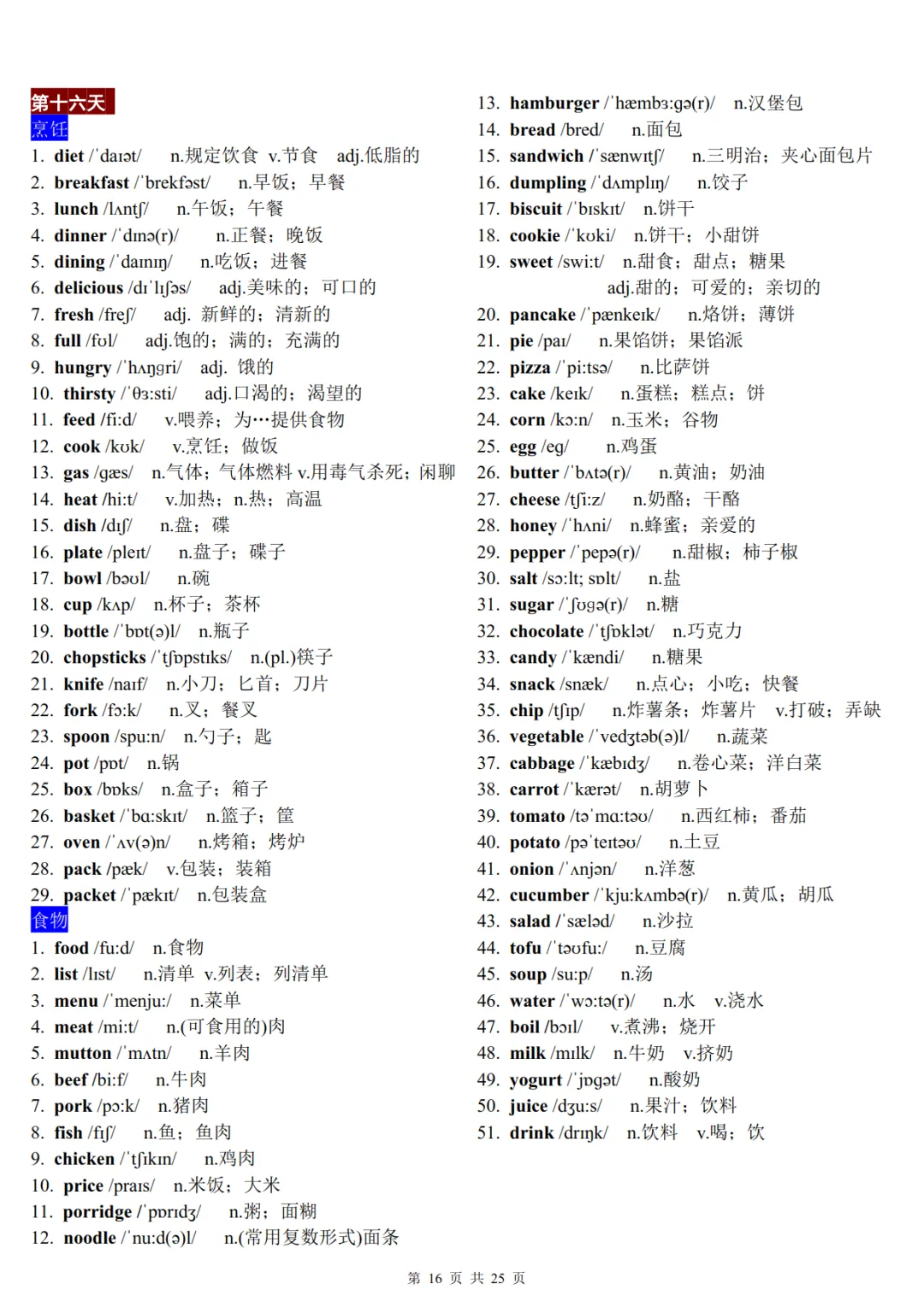22天分类记忆1600个中考高频词汇-第16张图片-四季读书网