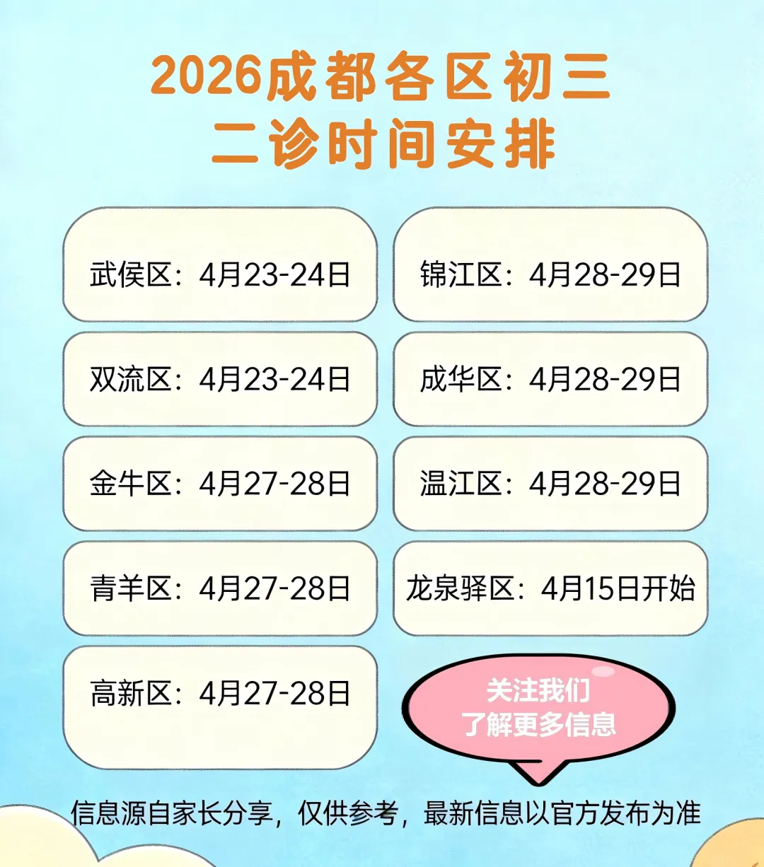 注意:初三二诊时间定了!还有这些中考大事件必看!-第9张图片-四季读书网