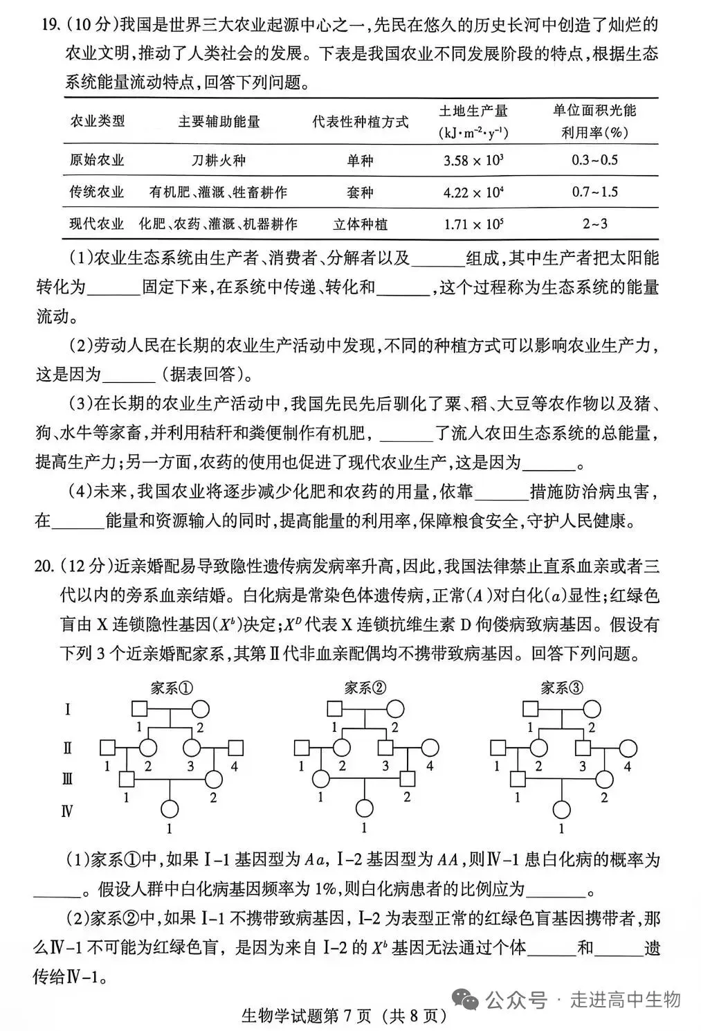 2026甘肃高考生物学试卷解析-第7张图片-四季读书网 2026甘肃高考生物学试卷解析-第7张图片-四季读书网