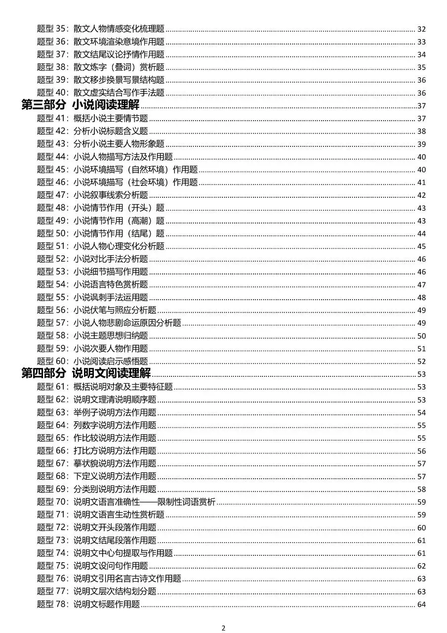 中考语文阅读理解答题模板,全部120道题型汇总,太全了!-第2张图片-四季读书网